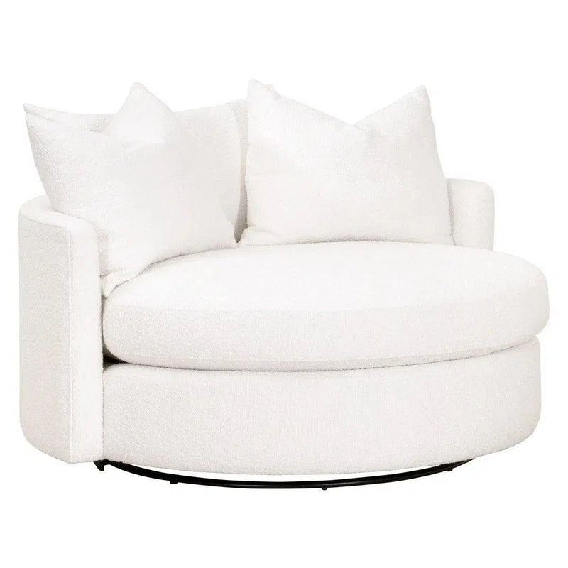 Oversized White Boucle Swivel Chair And A Half Club Chairs LOOMLAN By Essentials For Living