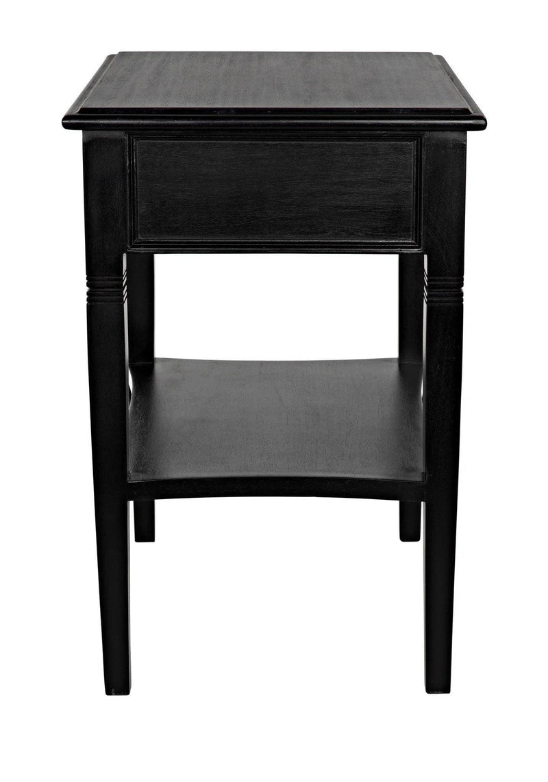 Oxford 1-Drawer Wood Black Rectangle Side Table Side Tables LOOMLAN By Noir