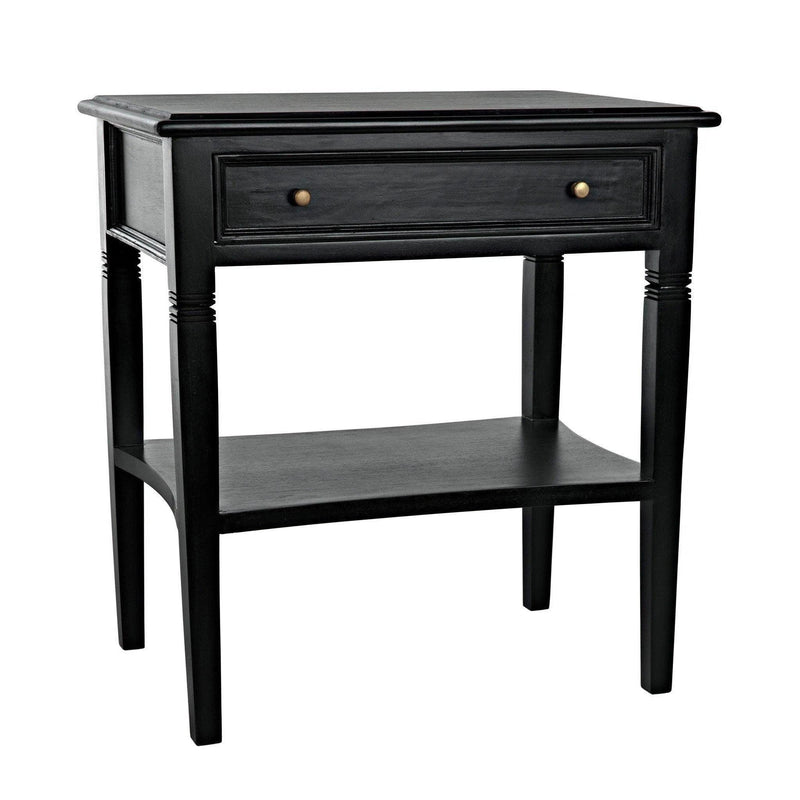 Oxford 1-Drawer Wood Black Rectangle Side Table Side Tables LOOMLAN By Noir