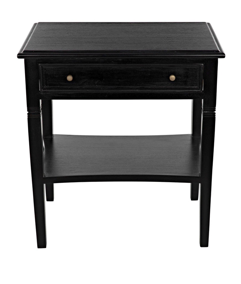 Oxford 1-Drawer Wood Black Rectangle Side Table Side Tables LOOMLAN By Noir