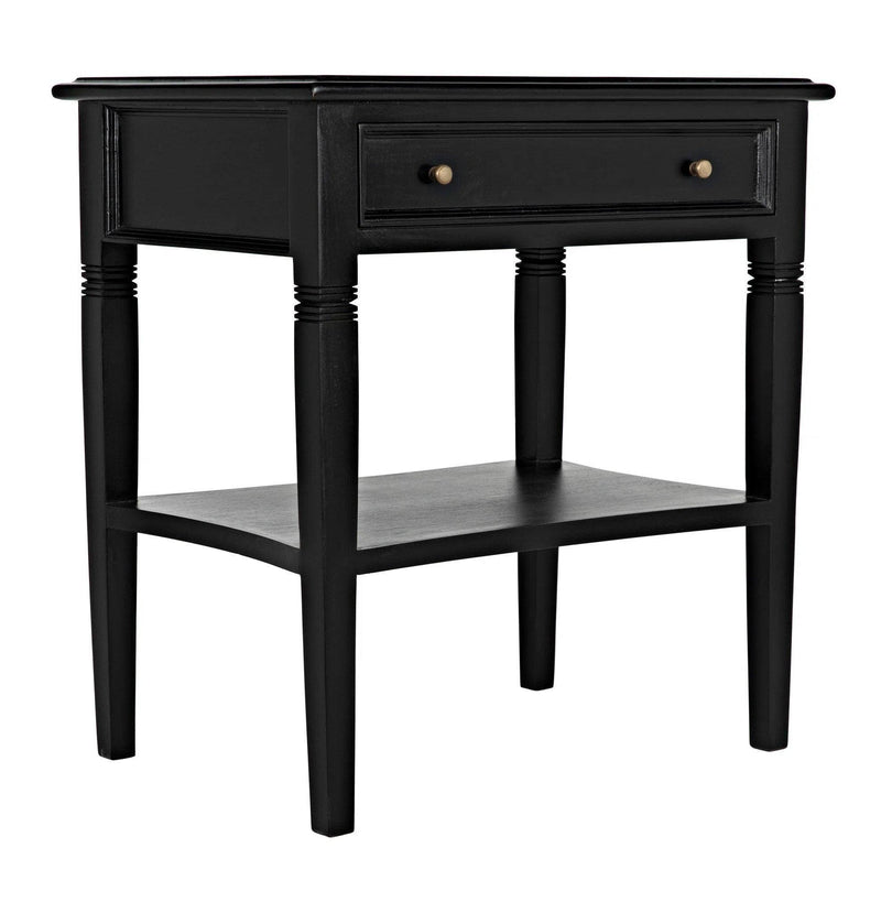 Oxford 1-Drawer Wood Black Rectangle Side Table Side Tables LOOMLAN By Noir