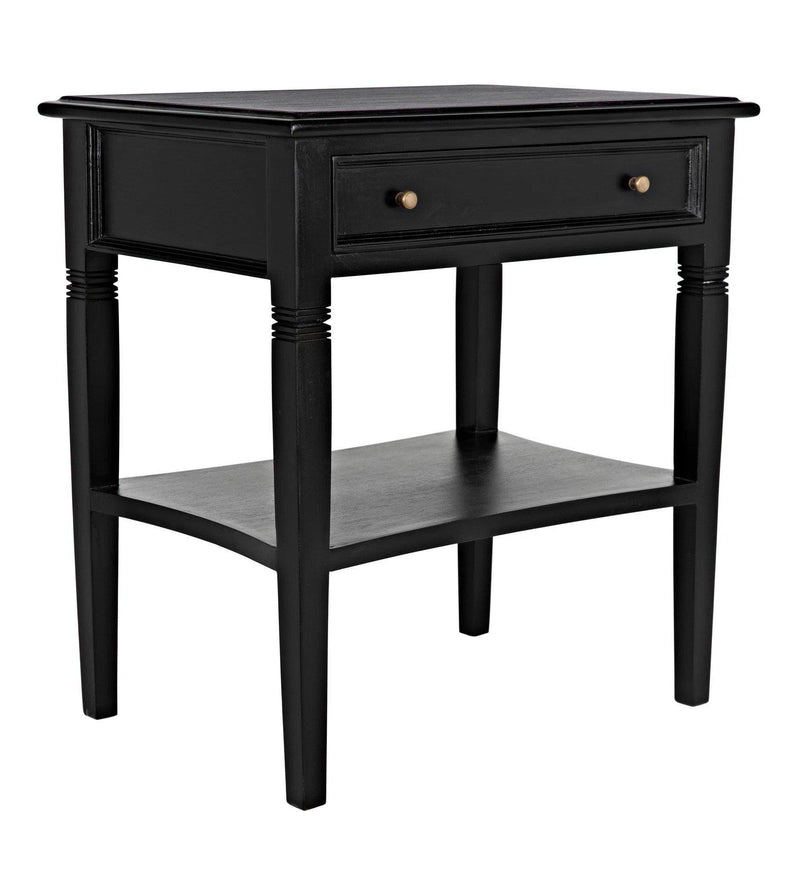 Oxford 1-Drawer Wood Black Rectangle Side Table Side Tables LOOMLAN By Noir