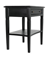 Oxford 1-Drawer Wood Black Rectangle Side Table Side Tables LOOMLAN By Noir