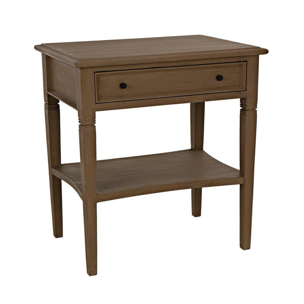 Oxford 1-Drawer Wood Brown Rectangle Side Table Side Tables LOOMLAN By Noir