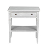 Oxford 1-Drawer Wood White Rectangle Side Table Side Tables LOOMLAN By Noir