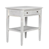 Oxford 1-Drawer Wood White Rectangle Side Table Side Tables LOOMLAN By Noir