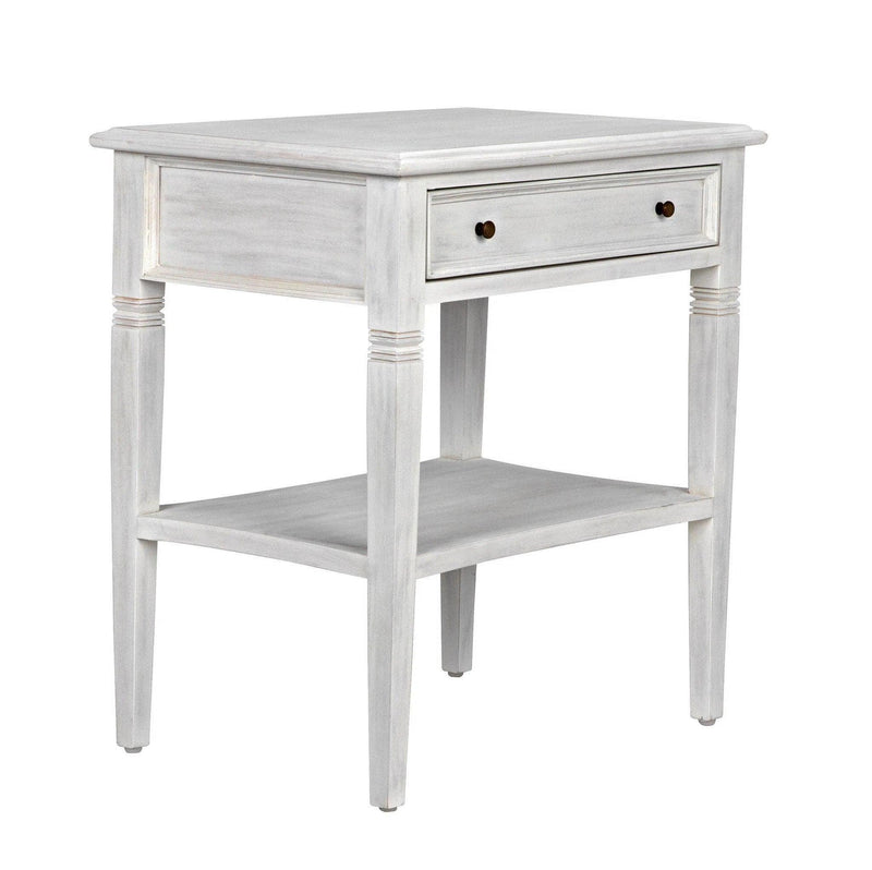 Oxford 1-Drawer Wood White Rectangle Side Table Side Tables LOOMLAN By Noir