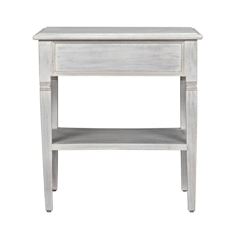 Oxford 1-Drawer Wood White Rectangle Side Table Side Tables LOOMLAN By Noir