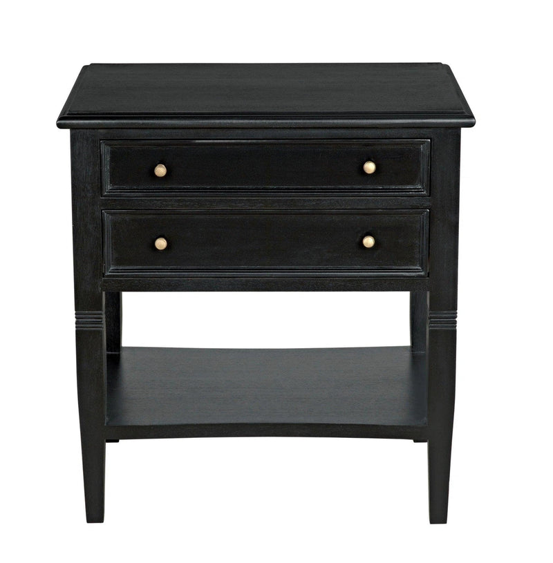 Oxford 2-Drawer Wood Black Rectangle Side Table Side Tables LOOMLAN By Noir