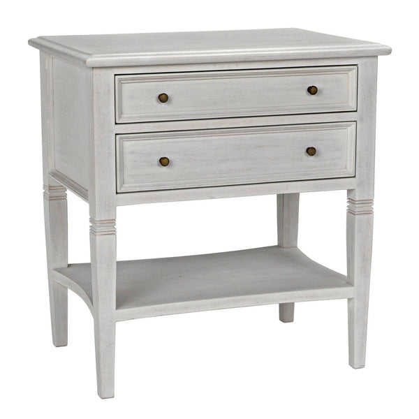 Oxford 2-Drawer Wood White Rectangle Side Table Side Tables LOOMLAN By Noir