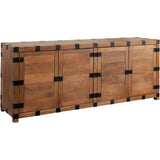 Oxford Solid Mango Wood 4-Door Sideboard in Oak Finish Sideboards LOOMLAN By Diamond Sofa