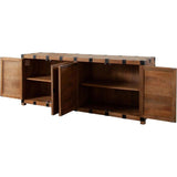 Oxford Solid Mango Wood 4-Door Sideboard in Oak Finish Sideboards LOOMLAN By Diamond Sofa