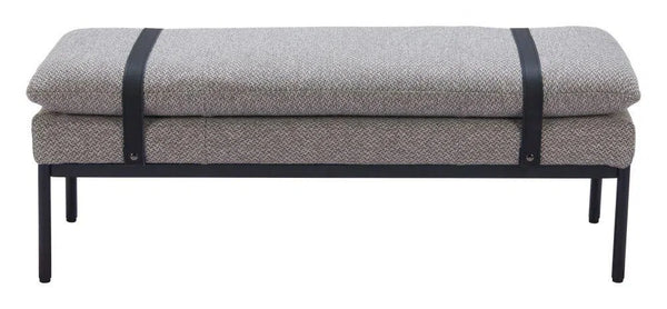 Padd Wood and Steel Grey Bench Bedroom Benches LOOMLAN By Zuo Modern