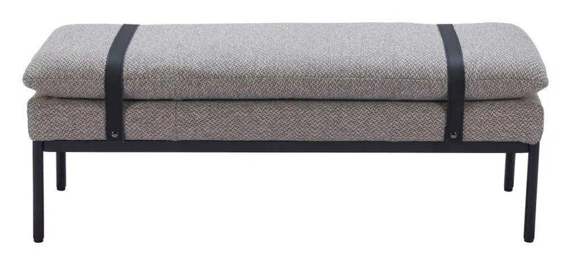 Padd Wood and Steel Grey Bench Bedroom Benches LOOMLAN By Zuo Modern