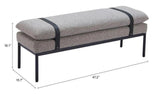 Padd Wood and Steel Grey Bench Bedroom Benches LOOMLAN By Zuo Modern