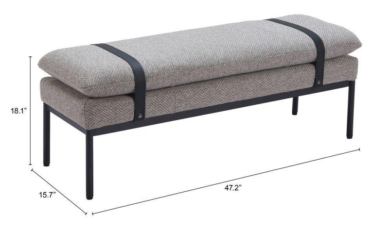 Padd Wood and Steel Grey Bench Bedroom Benches LOOMLAN By Zuo Modern