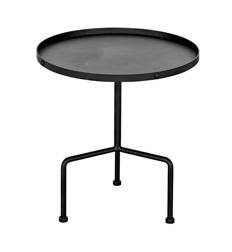 Paige Black Steel Round Side Table Side Tables LOOMLAN By Noir