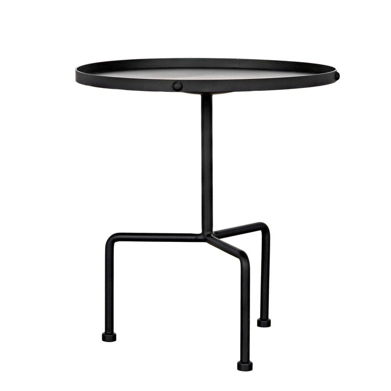 Paige Black Steel Round Side Table Side Tables LOOMLAN By Noir