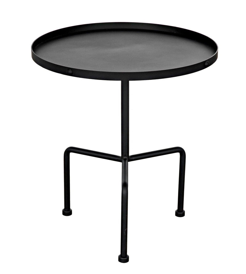 Paige Black Steel Round Side Table Side Tables LOOMLAN By Noir