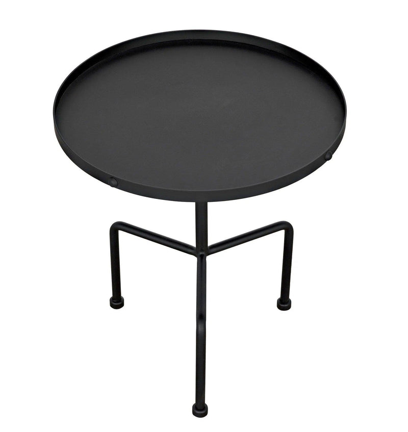 Paige Black Steel Round Side Table Side Tables LOOMLAN By Noir