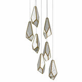 Painted Silver Antique Brass Glace 7-Light Multi-Drop Pendant Pendants LOOMLAN By Currey & Co