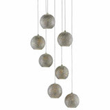 Painted Silver Nickel Blue Giro 7-Light Multi-Drop Pendant Pendants LOOMLAN By Currey & Co