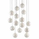 Painted Silver Pearl Finhorn Round 15-Light Multi-Drop Pendant Pendants LOOMLAN By Currey & Co