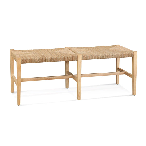 Palag Wood and Seagrass Brown Bench Dining Benches LOOMLAN By Bassett Mirror