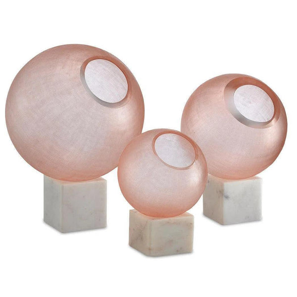 Pale Pink White Fresno Orb Set Statues & Sculptures LOOMLAN By Currey & Co