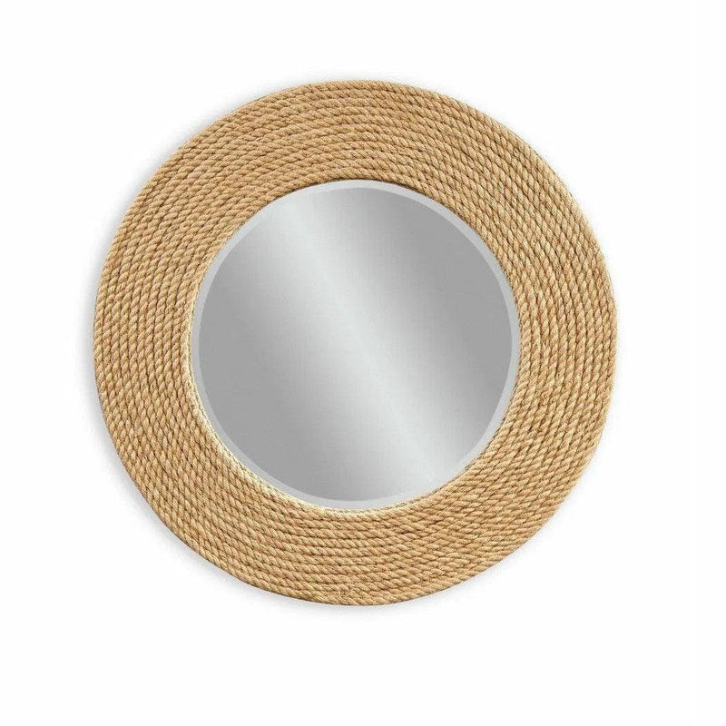 Palimar 36" Round Sisal Rope Fram Wall Mirror Wall Mirrors LOOMLAN By Bassett Mirror