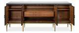 Palisade Shagreen Wood and Metal Black Credenza Sideboards LOOMLAN By Sarreid