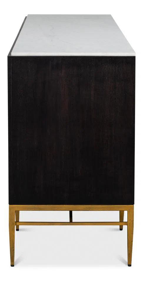 Palisade Shagreen Wood and Metal Black Credenza Sideboards LOOMLAN By Sarreid