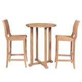 Palm 3-Piece Round Bar Height Teak Outdoor Dining Set Outdoor Bistro Sets LOOMLAN By HiTeak