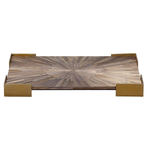 Palm Marquetry Tray - Grey Trays LOOMLAN By Jamie Young