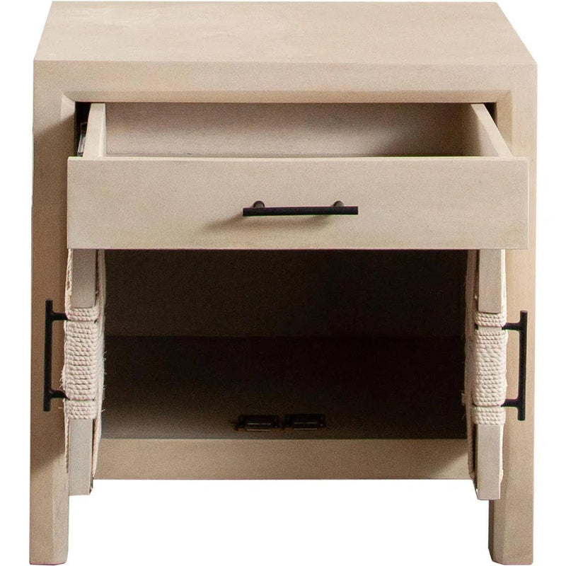 Palm Solid Mango Wood 2-Door, 1-Drawer End Table in Natural Finish Side Tables LOOMLAN By Diamond Sofa