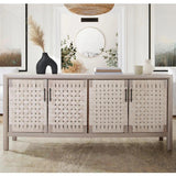 Palm Solid Mango Wood 4-Door Sideboard in Natural Finish Sideboards LOOMLAN By Diamond Sofa