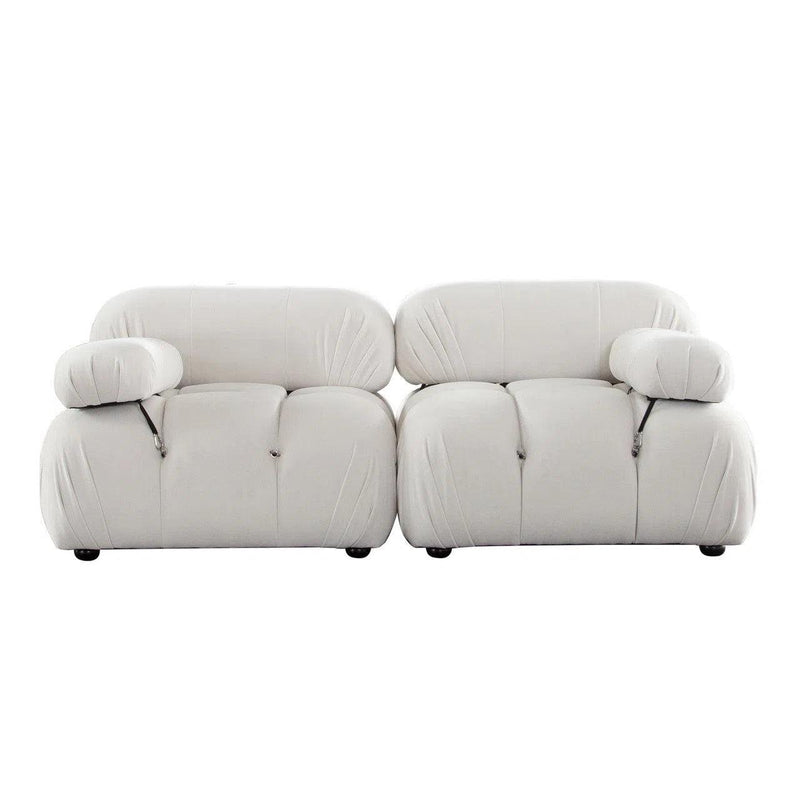 Paloma 2PC Modular 74 Inch Sofa in Light Cream Velvet Modular Sofas LOOMLAN By Diamond Sofa