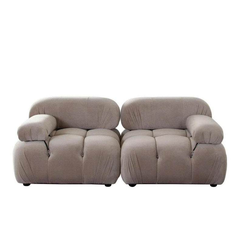 Paloma 2PC Modular 74 Inch Sofa in Mink Tan Velvet Modular Sofas LOOMLAN By Diamond Sofa