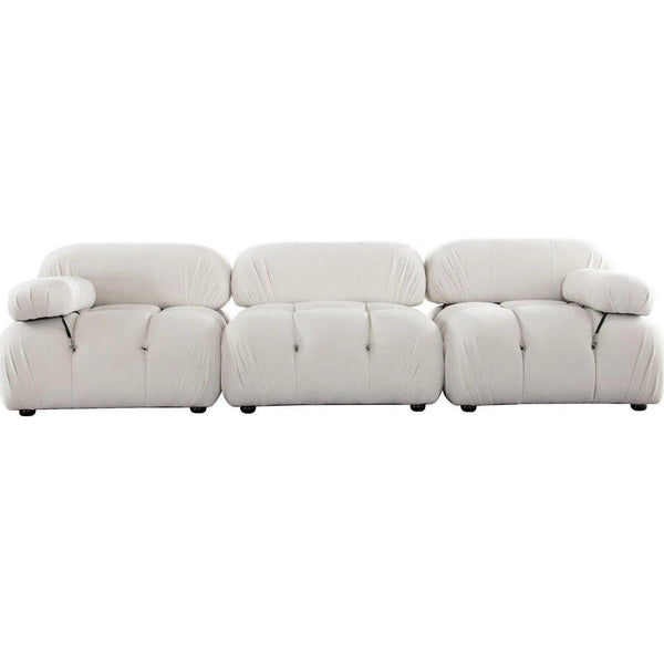 Paloma 3PC Modular 111 Inch Sofa in Light Cream Velvet Modular Sofas LOOMLAN By Diamond Sofa