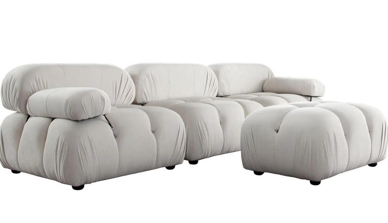 Paloma 4PC Modular 111 Inch Reversible Chaise Sectional in Light Cream Velvet Sectionals LOOMLAN By Diamond Sofa