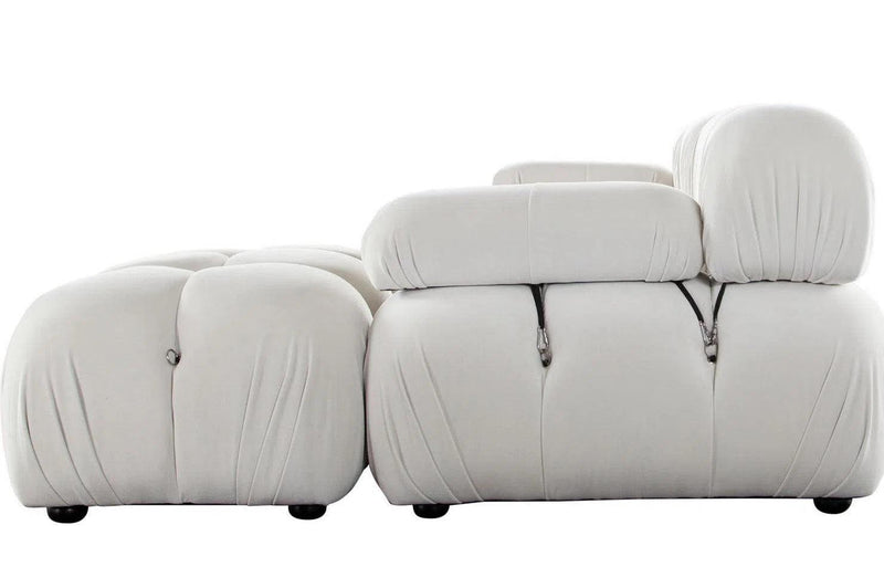 Paloma 4PC Modular 111 Inch Reversible Chaise Sectional in Light Cream Velvet Sectionals LOOMLAN By Diamond Sofa