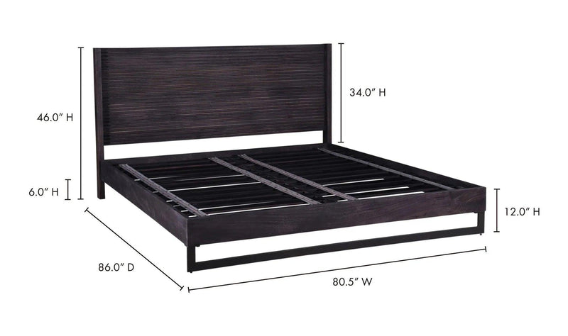 Paloma Brown Wooden Bed Frame Beds LOOMLAN By Moe's Home