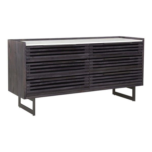 Paloma Wood and Steel Black 6 Drawer Dresser Dressers LOOMLAN By Moe's Home