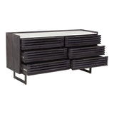 Paloma Wood and Steel Black 6 Drawer Dresser Dressers LOOMLAN By Moe's Home