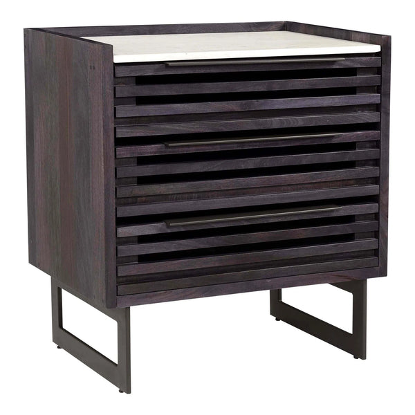 Paloma Wood and Steel Grey 3 Drawer Nightstand Nightstands LOOMLAN By Moe's Home