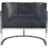 Pandora Grey Velvet Bucket Chair Silver Stainless Steel Frame Club Chairs LOOMLAN By Diamond Sofa