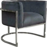 Pandora Grey Velvet Bucket Chair Silver Stainless Steel Frame Club Chairs LOOMLAN By Diamond Sofa