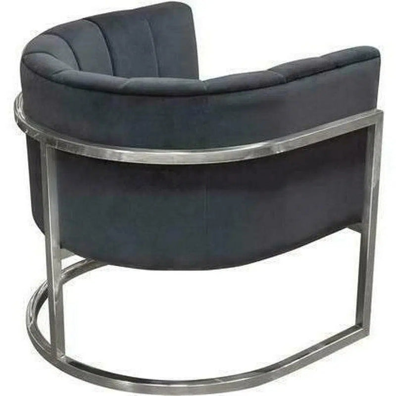 Pandora Grey Velvet Bucket Chair Silver Stainless Steel Frame Club Chairs LOOMLAN By Diamond Sofa