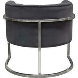 Pandora Grey Velvet Bucket Chair Silver Stainless Steel Frame Club Chairs LOOMLAN By Diamond Sofa