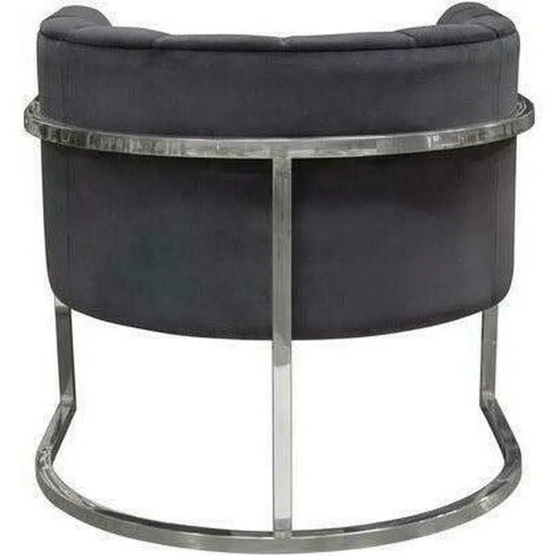 Pandora Grey Velvet Bucket Chair Silver Stainless Steel Frame Club Chairs LOOMLAN By Diamond Sofa